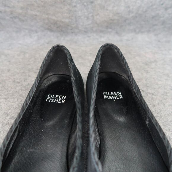 Eileen Fisher Shoes Womens 6 Flats Black Leather Posy Ballet Pointed Toe Career - Picture 13 of 16